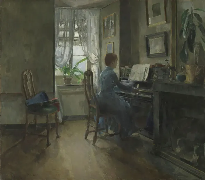 Framed Print : Chez moi, 1887. Creator: Harriet Backer Framed Print : Chez moi, 1887. Creator: Harriet Backer