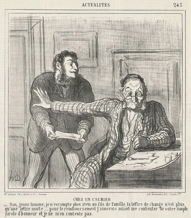 Framed Print : Chez un usurier, 19th century. Creator: Honore Daumier Framed Print : Chez un usurier, 19th century. Creator: Honore Daumier