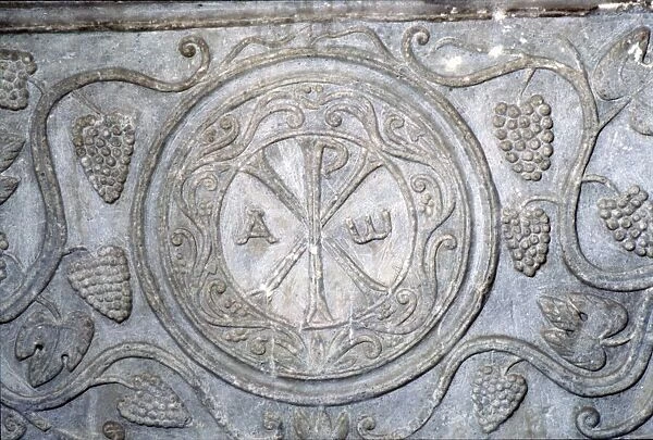 Chi-Rho symbol from Coptic sarcophagus, 7th century