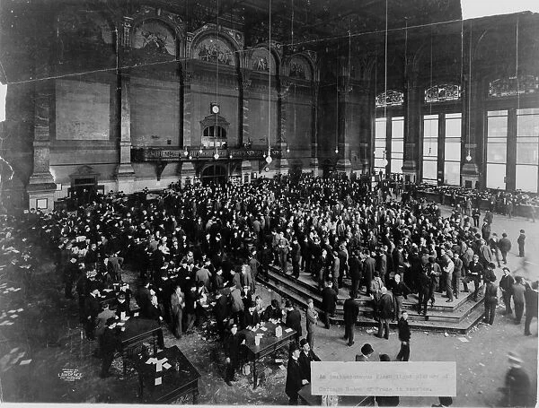 The Chicago Board of Trade in session, c. 1900. Artist: Anonymous