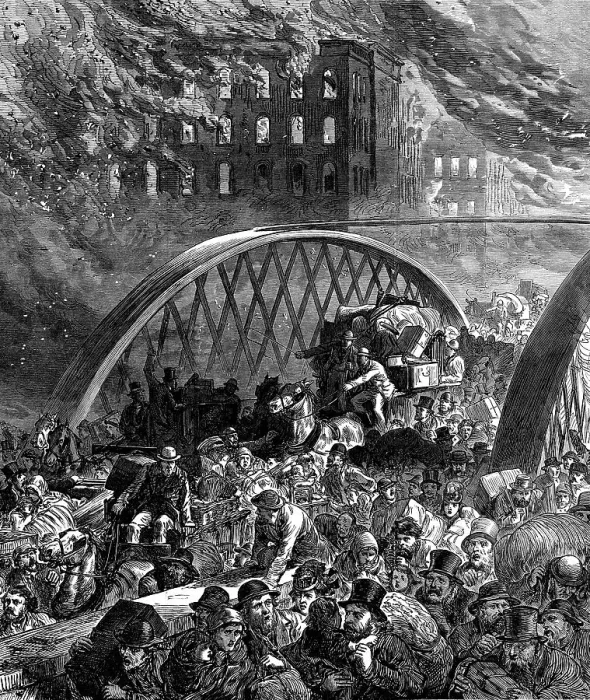 Framed Print : The Chicago Fire: the Randolph-Street Bridge, 1871. Creator: Unknown Framed Print : The Chicago Fire: the Randolph-Street Bridge, 1871. Creator: Unknown