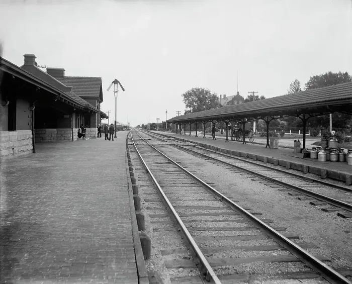 Framed Print : Chicago & North Western Railway station, Elmhurst, Ill. between 1880 and 1899. Creator: Unknown. Chicago & North Western Railway station, Elmhurst, Ill. between 1880 and 1899. Creator: Unknown Framed Print : Chicago & North Western Railway station, Elmhurst, Ill. between 1880 and 1899. Creator: Unknown. Chicago & North Western Railway station, Elmhurst, Ill. between 1880 and 1899. Creator: Unknown