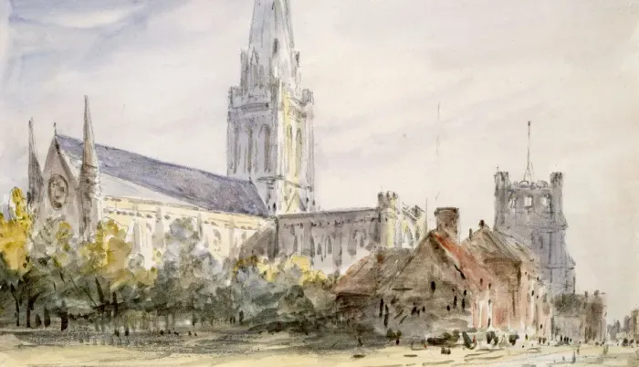 Framed Print : Chichester Cathedral, Sussex, c1796-1837. Artist: John Constable Framed Print : Chichester Cathedral, Sussex, c1796-1837. Artist: John Constable