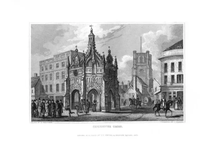 Framed Print : Chichester Cross, Chichester, West Sussex, 1829. Artist: J Rogers Framed Print : Chichester Cross, Chichester, West Sussex, 1829. Artist: J Rogers