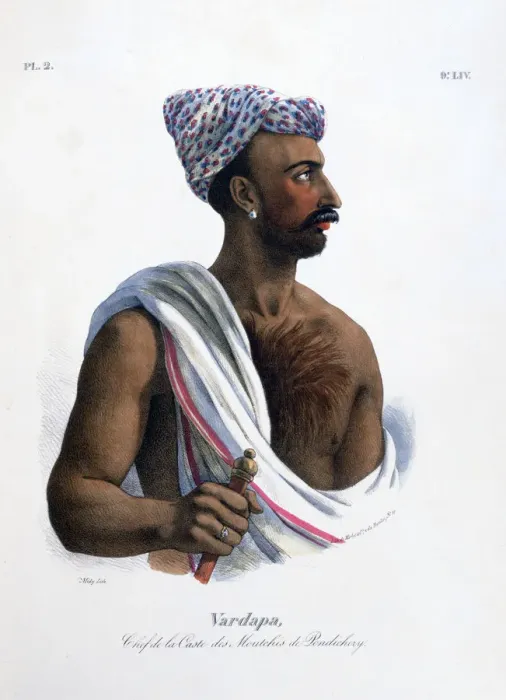Framed Print : Chief of the Caste in Pondicherry (Puducherry), India, 1828. Artist: Marlet et Cie Framed Print : Chief of the Caste in Pondicherry (Puducherry), India, 1828. Artist: Marlet et Cie