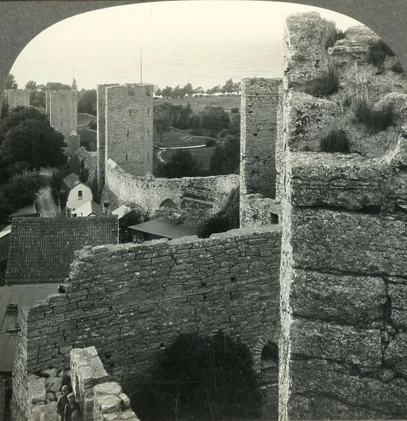 The chief charm of medieval Visby, the City Walls, Island of Gotland, Sweden, c1930s