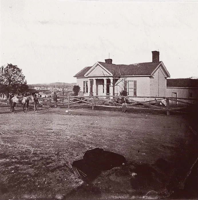Framed Print : Chief Commissarys Office, Chattanooga, ca. 1864. Creator: George N. Barnard Framed Print : Chief Commissarys Office, Chattanooga, ca. 1864. Creator: George N. Barnard