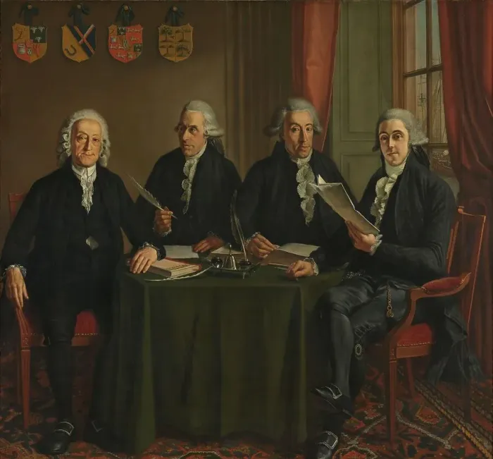 Framed Print : The Four Chief Commissioners of the Amsterdam Harbor Works, 1791-1795. Creator: Wybrand Hendriks Framed Print : The Four Chief Commissioners of the Amsterdam Harbor Works, 1791-1795. Creator: Wybrand Hendriks