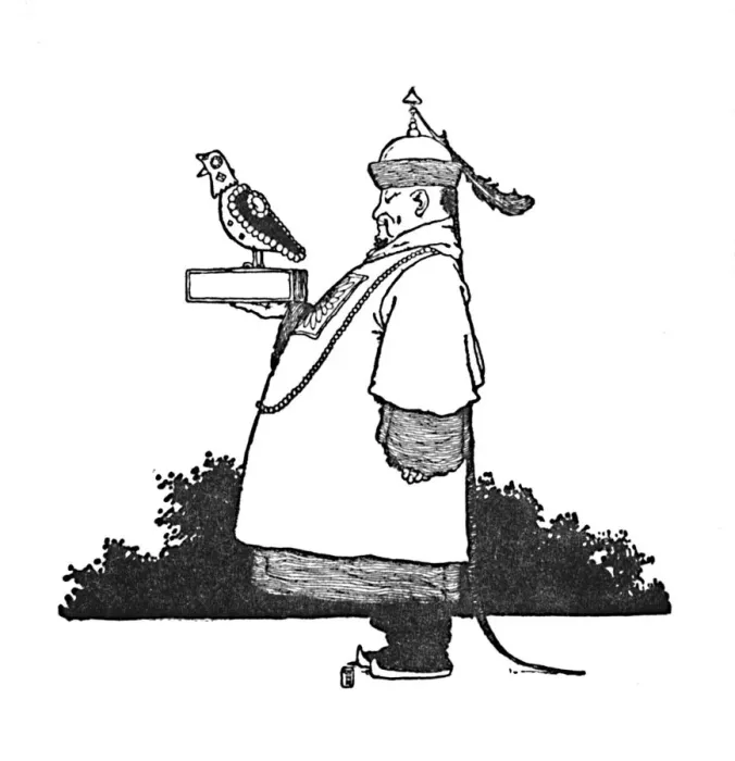 Framed Print : The Chief Imperial Nightingale Bringer, c1930. Artist: W Heath Robinson Framed Print : The Chief Imperial Nightingale Bringer, c1930. Artist: W Heath Robinson