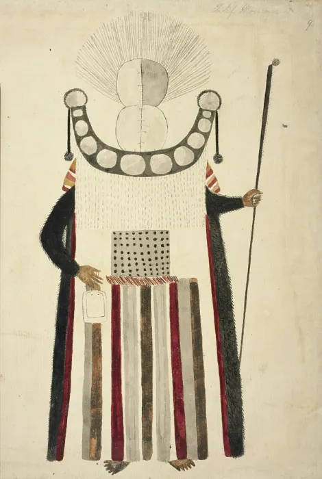 Framed Print : A Chief Mourner of Tahiti, 1769. Creators: Alexander Buchan, John Frederick Miller Framed Print : A Chief Mourner of Tahiti, 1769. Creators: Alexander Buchan, John Frederick Miller