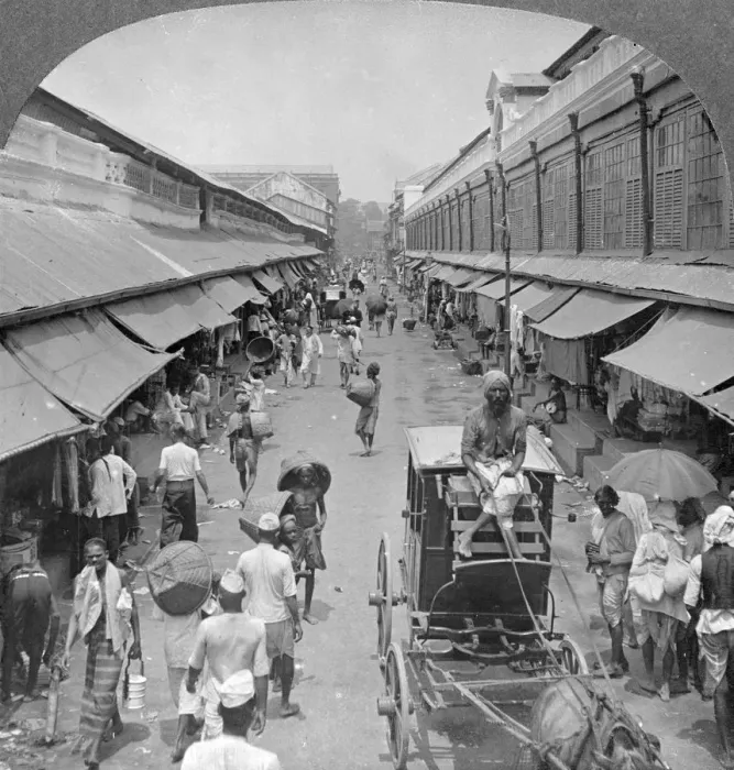 Framed Print : One of the chief native market streets, Rangoon, Burma, 1908. Artist: Stereo Travel Co Framed Print : One of the chief native market streets, Rangoon, Burma, 1908. Artist: Stereo Travel Co
