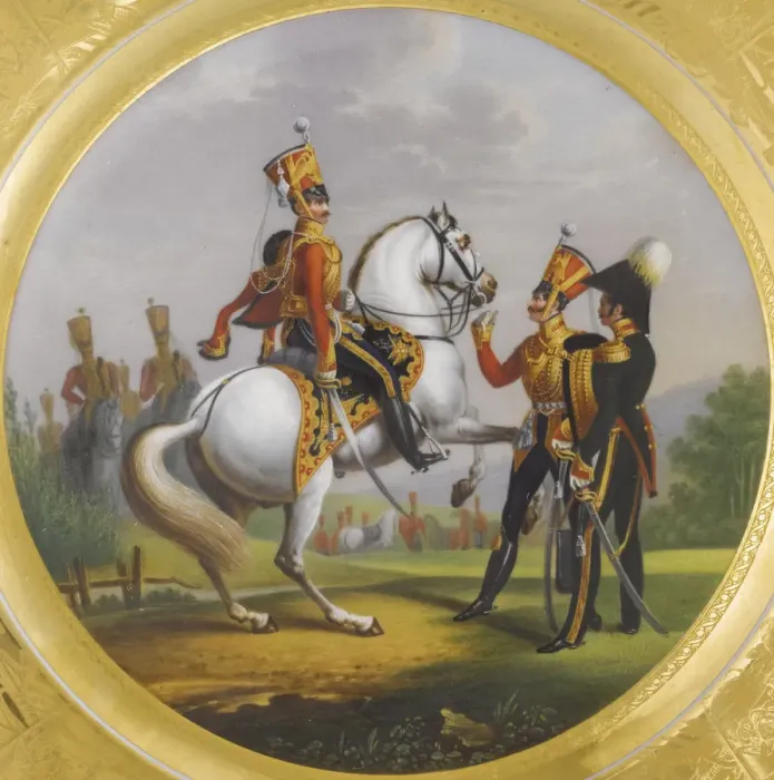 Framed Print : Chief Officer and Under Officer of the Life-Guards Hussar Regiment, 1829. Artist: Belousov, Lev Alexandrovich (1806-1864) Framed Print : Chief Officer and Under Officer of the Life-Guards Hussar Regiment, 1829. Artist: Belousov, Lev Alexandrovich (1806-1864)