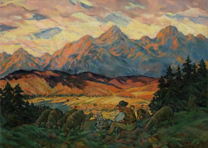 Framed Print : Chief Shepherd with Sheep, 1926-1929. Creator: Gustav Mally Framed Print : Chief Shepherd with Sheep, 1926-1929. Creator: Gustav Mally