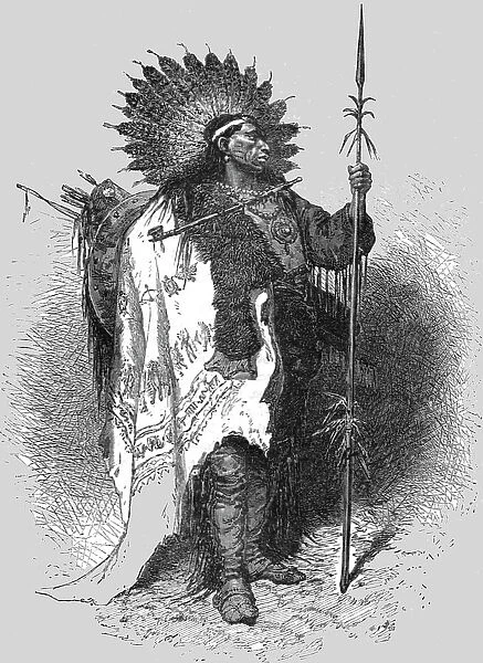 The Chief in full War Dress; A Doctors Life among the North-American Indians, 1875. Creator: Unknown