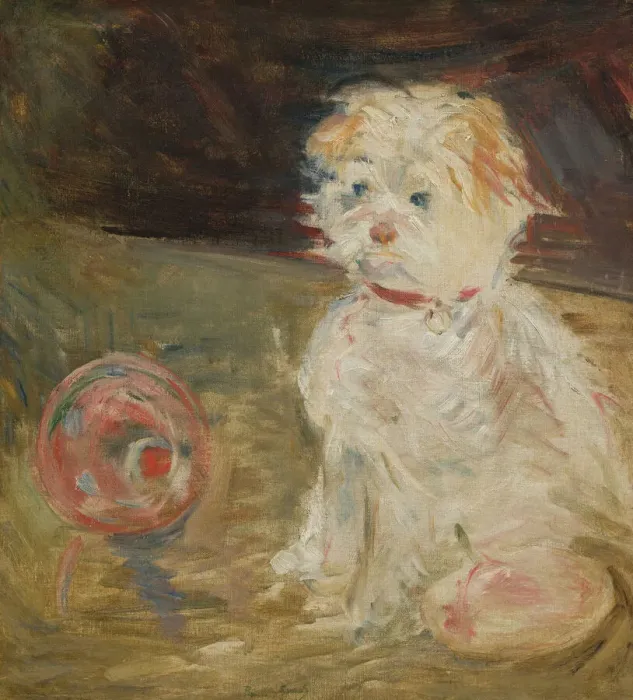 Framed Print : Chien au ballon. Creator: Morisot, Berthe (1841-1895) Framed Print : Chien au ballon. Creator: Morisot, Berthe (1841-1895)