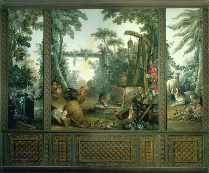 Framed Print : Chien et mouton dans un paysage, between 1765 and 1770. Creator: Jean Baptiste Marie Huet Framed Print : Chien et mouton dans un paysage, between 1765 and 1770. Creator: Jean Baptiste Marie Huet