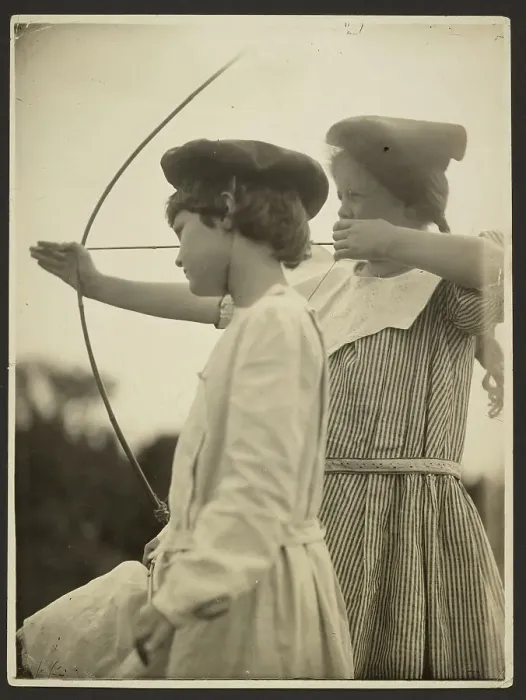 Framed Print : Two child archers, 1900-1930. Creator: Alice Boughton Framed Print : Two child archers, 1900-1930. Creator: Alice Boughton