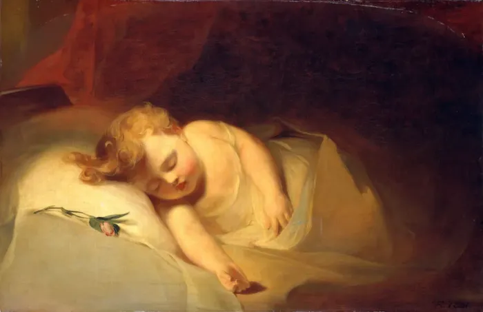 Framed Print : Child Asleep (The Rosebud), 1841. Creator: Thomas Sully Framed Print : Child Asleep (The Rosebud), 1841. Creator: Thomas Sully