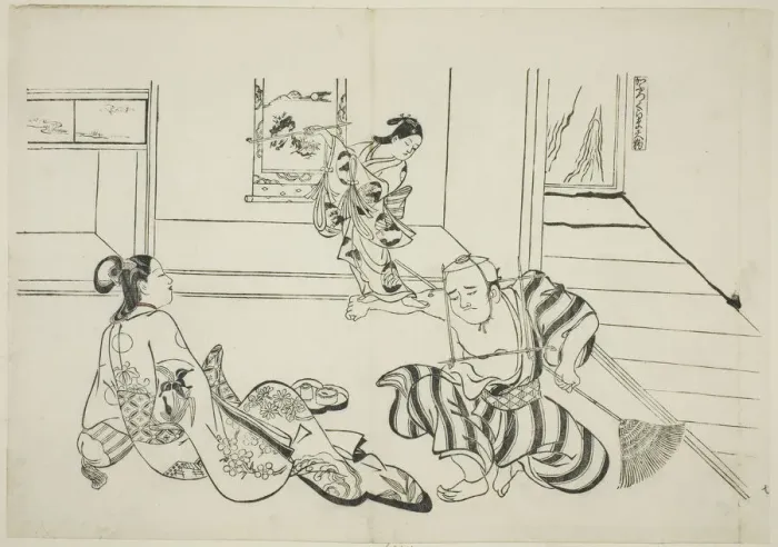 Framed Print : Child Attendant and Bald Tengu of Mt. Kurama (Kaburo Kurama Tengu), no. 7 from a... c. 1716 / 35. Creator: Okumura Masanobu Framed Print : Child Attendant and Bald Tengu of Mt. Kurama (Kaburo Kurama Tengu), no. 7 from a... c. 1716 / 35. Creator: Okumura Masanobu