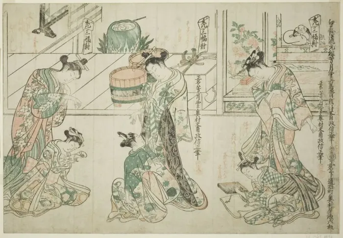 Framed Print : Child Attendants: A Set of Three (Kamuro sanpukutsui), c. 1744 / 51 Framed Print : Child Attendants: A Set of Three (Kamuro sanpukutsui), c. 1744 / 51