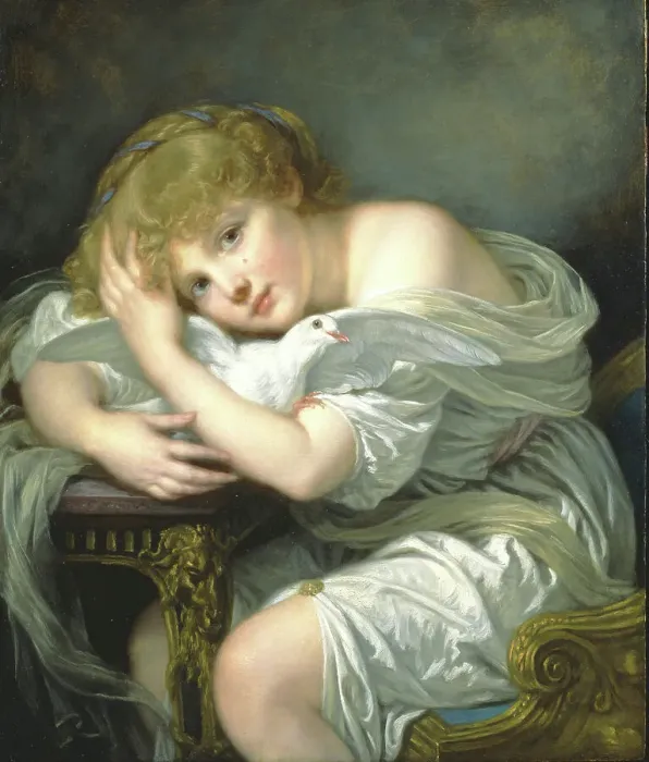 Framed Print : Child with a Dove. Creator: Greuze, Jean-Baptiste (1725-1805) Framed Print : Child with a Dove. Creator: Greuze, Jean-Baptiste (1725-1805)