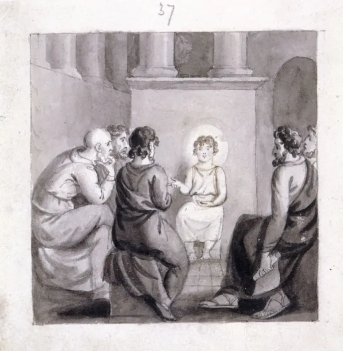 Framed Print : The Child Jesus in the Temple, 19th century. Artist: Corbould Family Framed Print : The Child Jesus in the Temple, 19th century. Artist: Corbould Family
