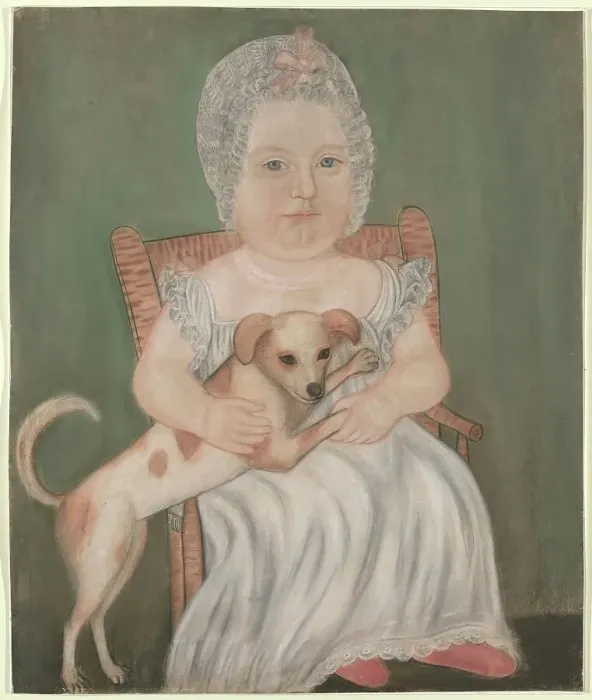 Framed Print : Child with Pet Dog, c. 1825. Creator: Micah Williams Framed Print : Child with Pet Dog, c. 1825. Creator: Micah Williams