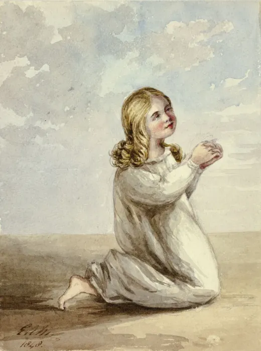 Framed Print : Child Praying, 1848. Creator: Elizabeth Murray Framed Print : Child Praying, 1848. Creator: Elizabeth Murray