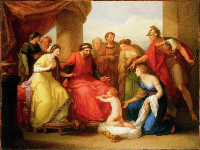 Framed Print : The Child Pyrrhos imploring King Glaucus for Asylum, 1794. Creator: Kauffmann, Angelika (1741-1807) Framed Print : The Child Pyrrhos imploring King Glaucus for Asylum, 1794. Creator: Kauffmann, Angelika (1741-1807)