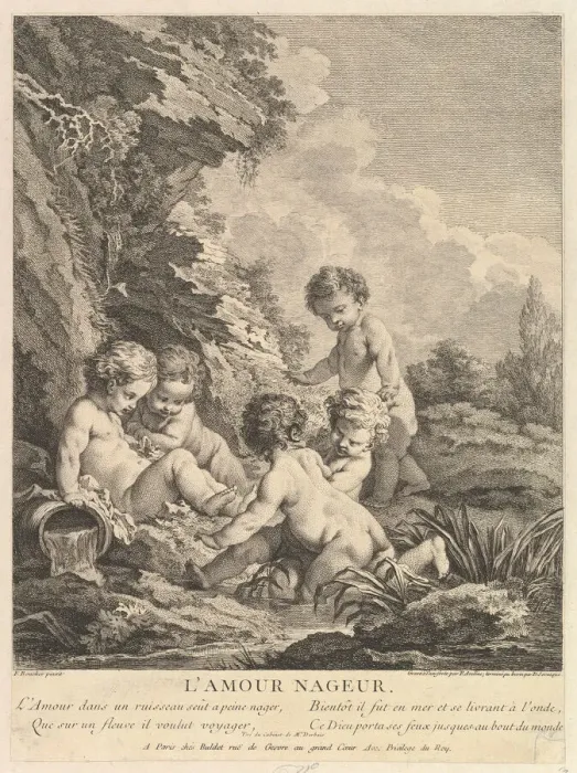 Framed Print : Child Swimming, ca. 1741. Creators: Dominique Sornique, Pierre Alexandre Aveline Framed Print : Child Swimming, ca. 1741. Creators: Dominique Sornique, Pierre Alexandre Aveline