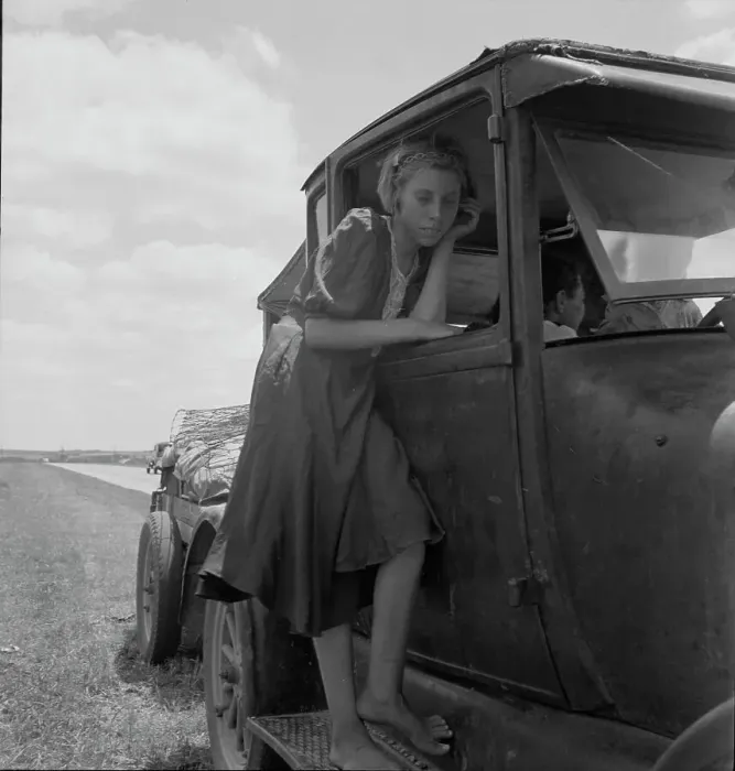 Framed Print : Child of Texas migrant family who follow the cotton crop, 1937. Creator: Dorothea Lange Framed Print : Child of Texas migrant family who follow the cotton crop, 1937. Creator: Dorothea Lange