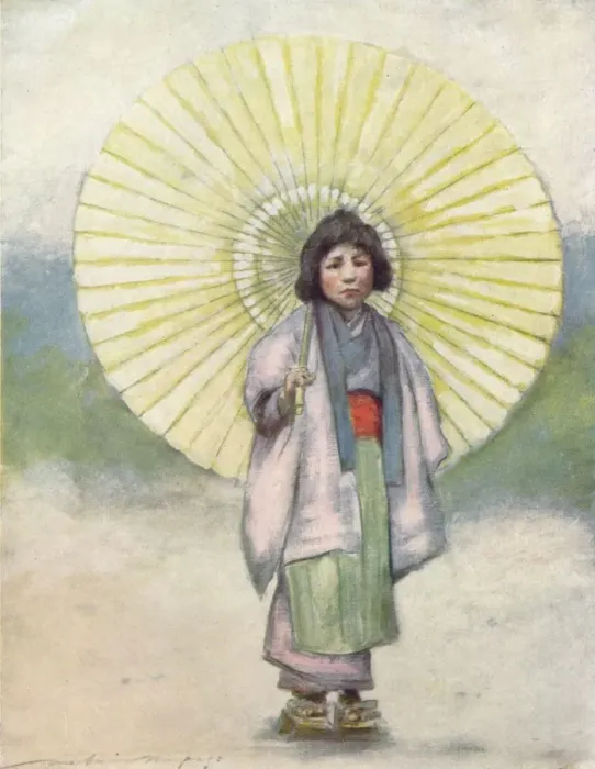 Framed Print : The Child and the Umbrella, c1887, (1901). Artist: Mortimer L Menpes Framed Print : The Child and the Umbrella, c1887, (1901). Artist: Mortimer L Menpes