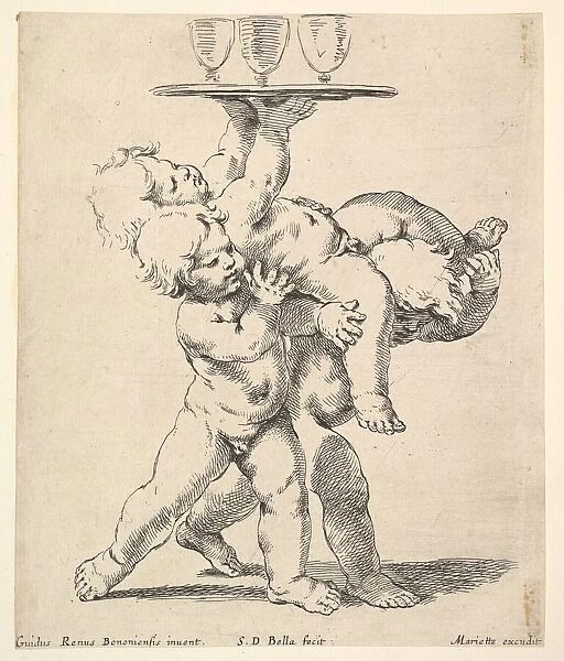 Three children carrying a tray, ca. 1638. Creator: Stefano della Bella