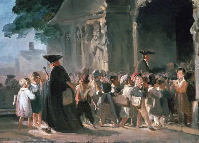 Framed Print : Children at a Church Door, c1817-1845. Artist: Nicolas-Toussaint Charlet Framed Print : Children at a Church Door, c1817-1845. Artist: Nicolas-Toussaint Charlet