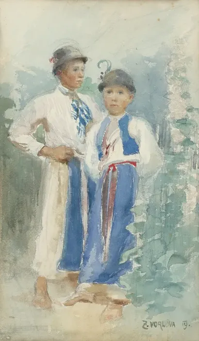 Framed Print : Children - costume study, 1919. Creator: Zdenka Vorlova-Vlckova Framed Print : Children - costume study, 1919. Creator: Zdenka Vorlova-Vlckova