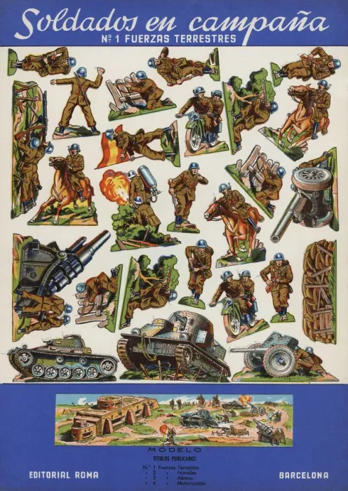 Framed Print : Children cut-out, number one of Soldiers in the field, Roma publishers, 1943 Framed Print : Children cut-out, number one of Soldiers in the field, Roma publishers, 1943