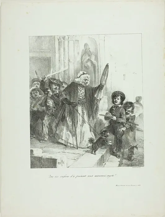 Framed Print : Children these days are a bad lot!, 1827. Creator: Auguste Raffet Framed Print : Children these days are a bad lot!, 1827. Creator: Auguste Raffet