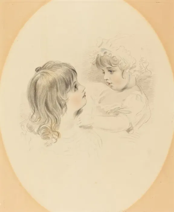 Framed Print : Two Children, early 19th century. Creator: Unknown Framed Print : Two Children, early 19th century. Creator: Unknown