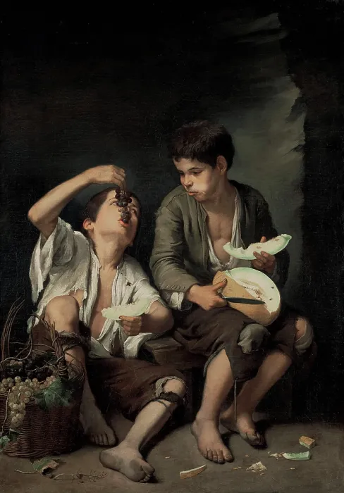 Framed Print : Children Eating Grapes and a Melon, c1645. Creator: Murillo, Bartolome Esteban (1617-1682) Framed Print : Children Eating Grapes and a Melon, c1645. Creator: Murillo, Bartolome Esteban (1617-1682)