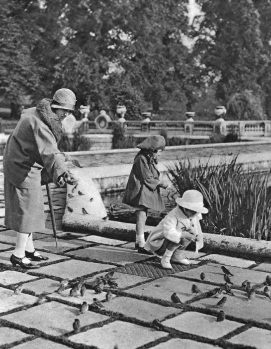 Framed Print : Children feeding the sparrows in Hyde Park, London, 1926-1927 Framed Print : Children feeding the sparrows in Hyde Park, London, 1926-1927