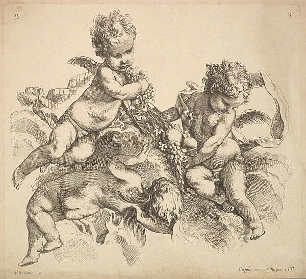 Three Children with a Fruit Plate, 1738-45. Creator: Gabriel Huquier