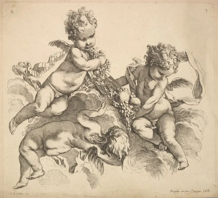 Framed Print : Three Children with a Fruit Plate, 1738-45. Creator: Gabriel Huquier Framed Print : Three Children with a Fruit Plate, 1738-45. Creator: Gabriel Huquier