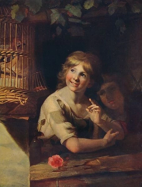 Two Children with a Jay in a Cage, c18th century, (1910). Artist: Matthew William Peters
