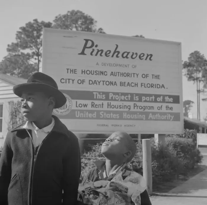 Framed Print : Two children living in low rent housing project near Bethune-Cookman... Daytona Beach, Florida, 1943. Creator: Gordon Parks Framed Print : Two children living in low rent housing project near Bethune-Cookman... Daytona Beach, Florida, 1943. Creator: Gordon Parks