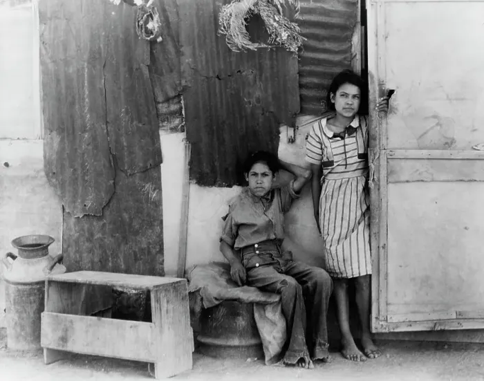 Framed Print : Children of Mexican cotton laborers, Casa Grande, Arizona, 1937. Creator: Dorothea Lange Framed Print : Children of Mexican cotton laborers, Casa Grande, Arizona, 1937. Creator: Dorothea Lange