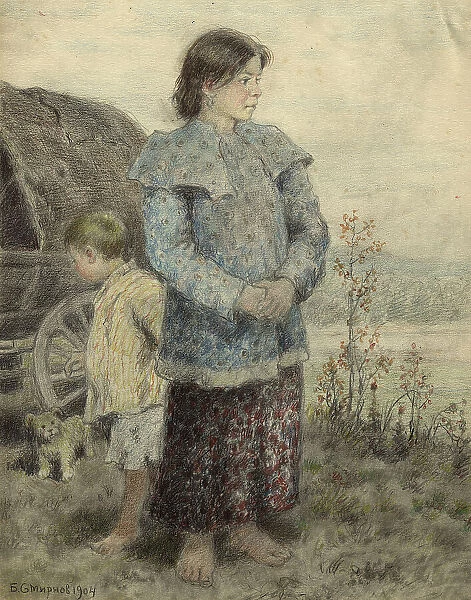 Children of Migrants on the Road, 1904. Creator: Boris Vasilievich Smirnov