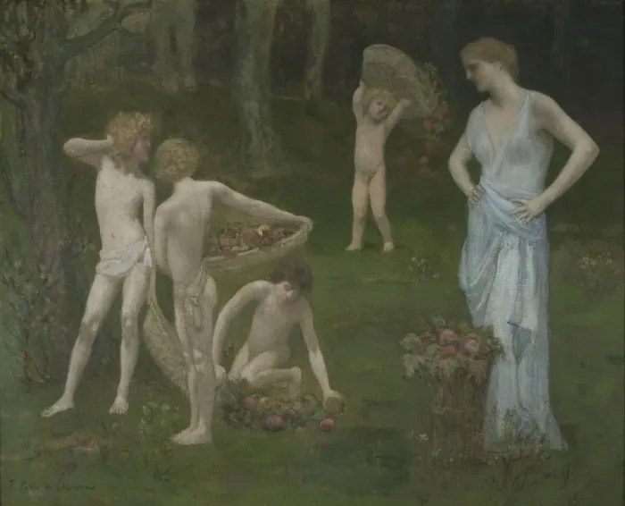 Framed Print : Children in an Orchard, c. 1886-1888. Artist: Puvis de Chavannes, Pierre Cecil (1824-1898) Framed Print : Children in an Orchard, c. 1886-1888. Artist: Puvis de Chavannes, Pierre Cecil (1824-1898)