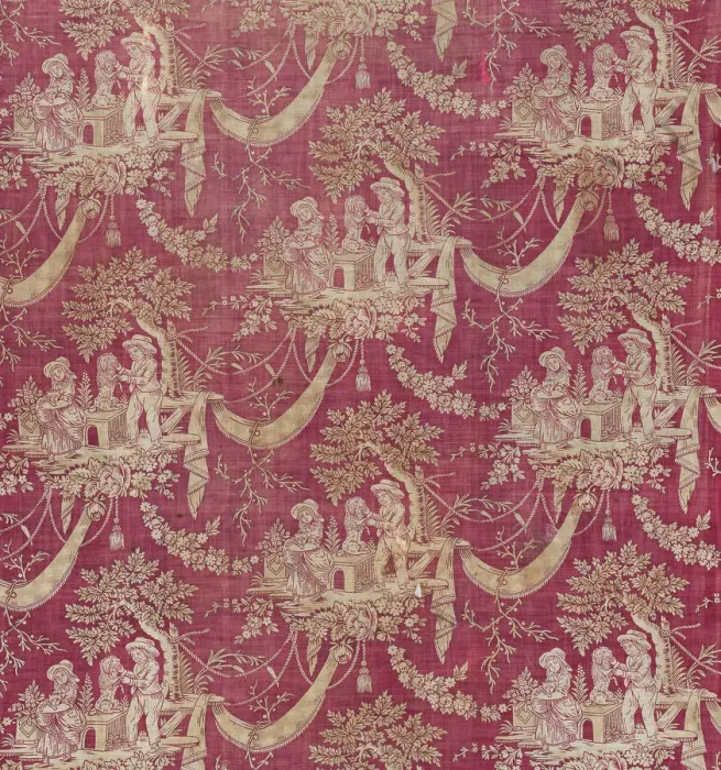 Framed Print : Children and Pets (Furnishing Fabric), Normandie, 1800 / 1820. Creator: Unknown Framed Print : Children and Pets (Furnishing Fabric), Normandie, 1800 / 1820. Creator: Unknown