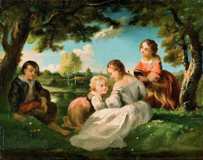 Framed Print : Children Playing, 1830-1876. Creator: Narcisse Virgile Diaz de la Pena Framed Print : Children Playing, 1830-1876. Creator: Narcisse Virgile Diaz de la Pena