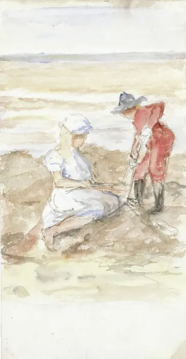 Framed Print : Children playing on the beach, 1834-1911. Creator: Jozef Israels Framed Print : Children playing on the beach, 1834-1911. Creator: Jozef Israels